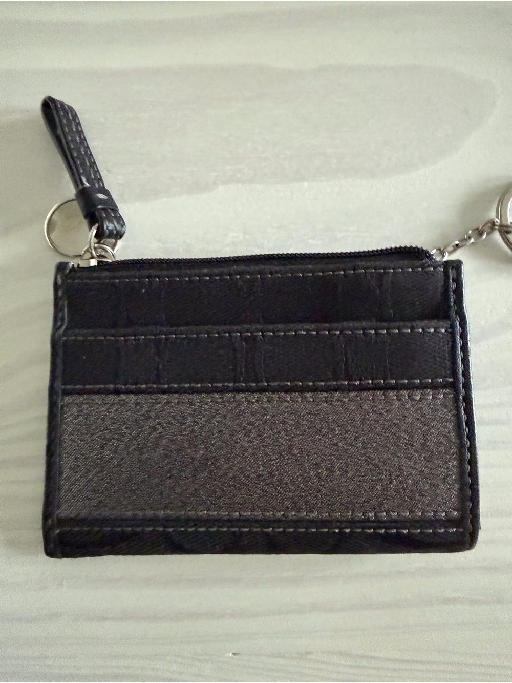 Coach Black and Gunmetal Card Holder Keychain